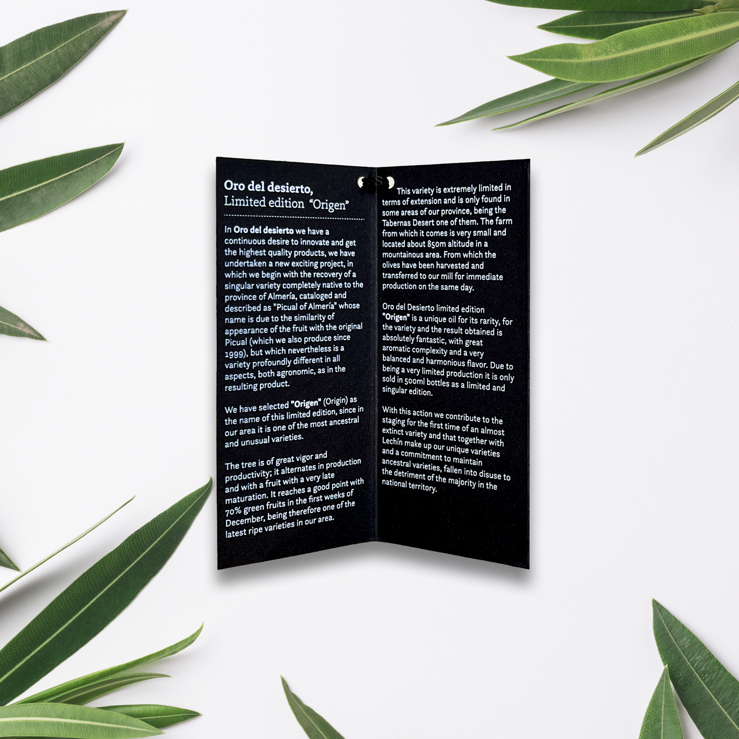 Oro del Desierto Organic Origen Limited Edition